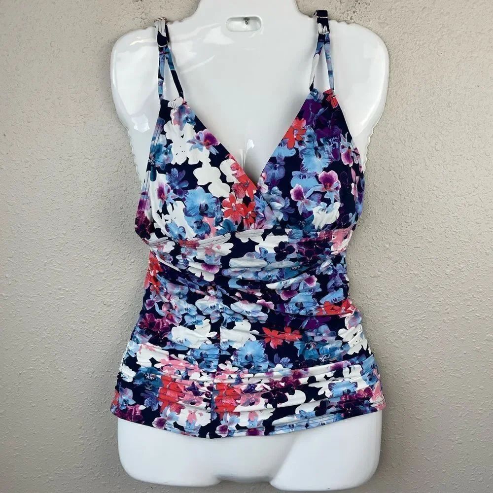 NWT Calvin Klein Floral Tankini Top Size L